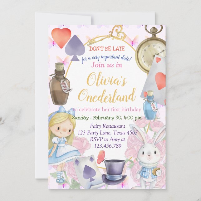 Invitation Alisa dans l'Onederland (Devant)