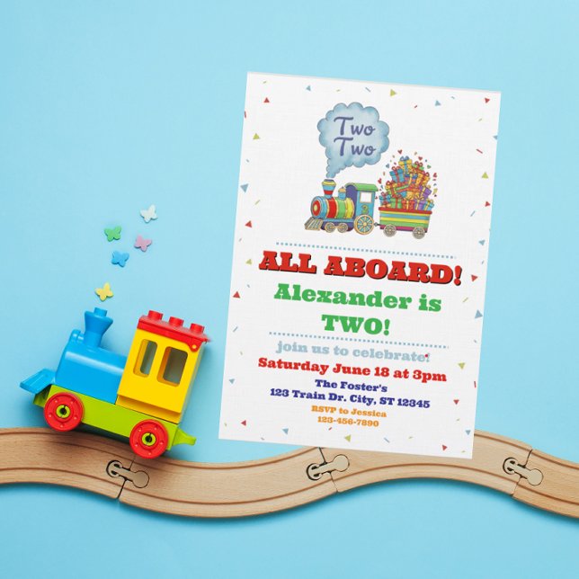 Invitation All Aboard Two Two Train 2nd Birthday (Créateur téléchargé)