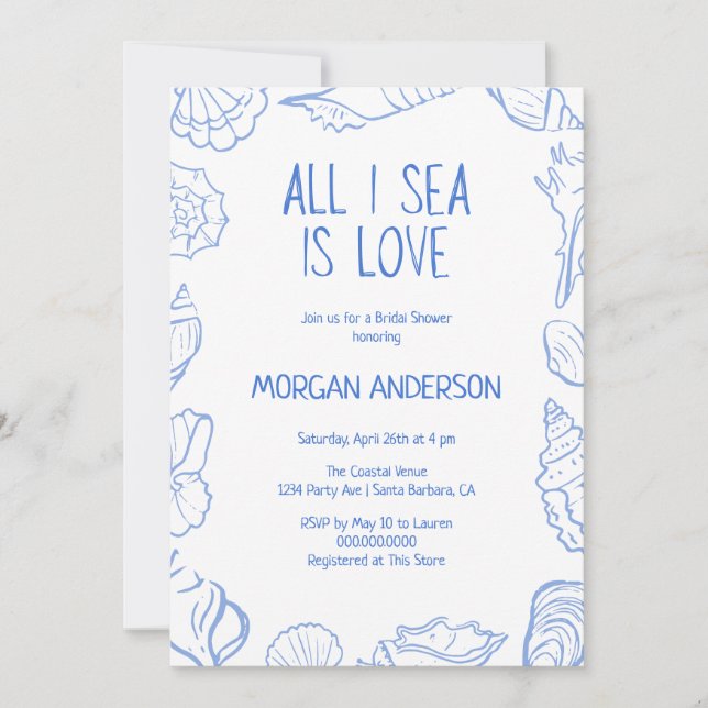 Invitation All I Sea is Love Bridal Shower (Devant)