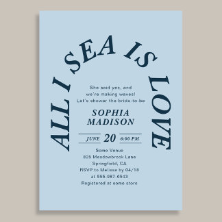 Invitation All I Sea Is Love Coastal Bridal Shower Blue