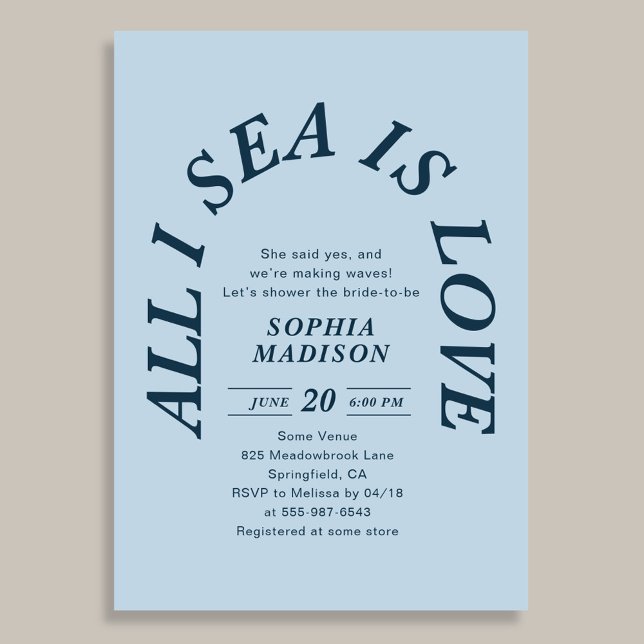 Invitation All I Sea Is Love Coastal Bridal Shower Blue (Créateur téléchargé)