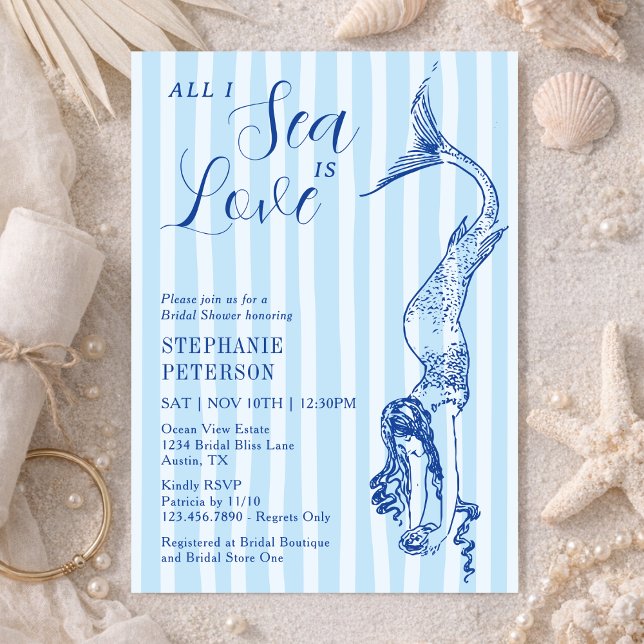 Invitation All I Sea Is Love Nautical Mermaid Bridal Shower (Créateur téléchargé)