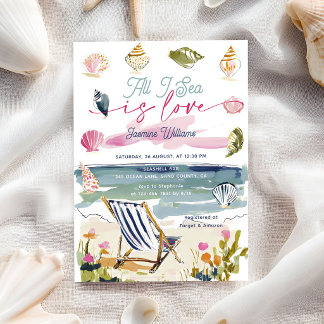 Invitation All I Sea Is Love Seashells Beach Bridal Shower