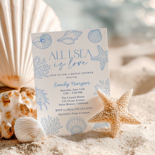 Invitation All I sea Is Love Seashells Bridal Shower (Créateur téléchargé)
