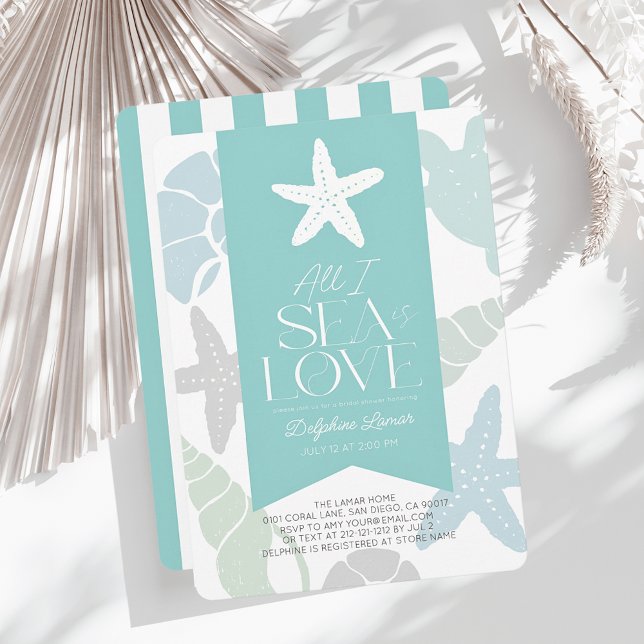 Invitation All I Sea is Love Starfish Bridal Shower (Créateur téléchargé)