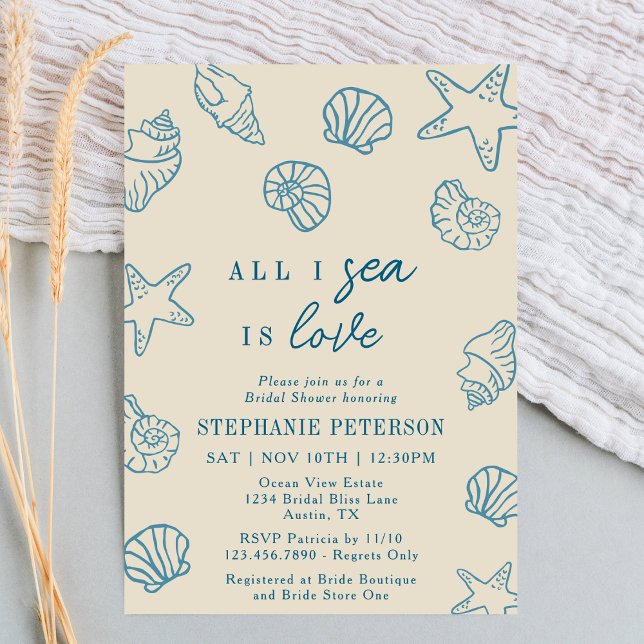 Invitation All I Sea Is Love Whimsical Beach Bridal Shower (Créateur téléchargé)