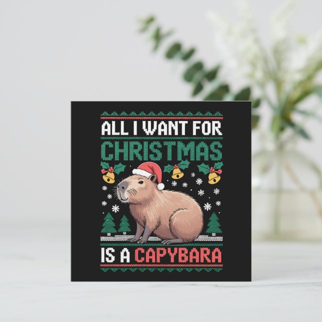 Invitation All I Want For Christmas Is A Capybara Animal Gift (Debout devant)