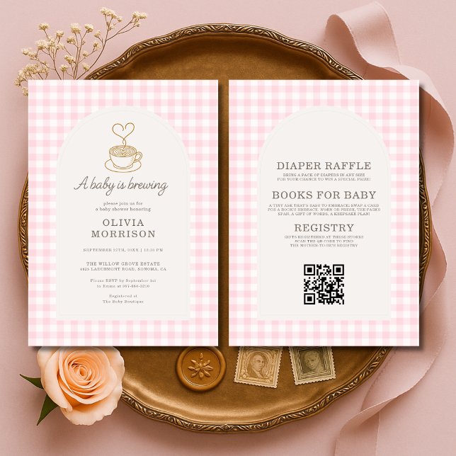 Invitation All in One Baby Girl is Brewing Coffee Baby Shower (Créateur téléchargé)