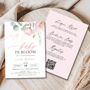 Invitation All in One Blush Rose Floral Baby in Bloom Douche