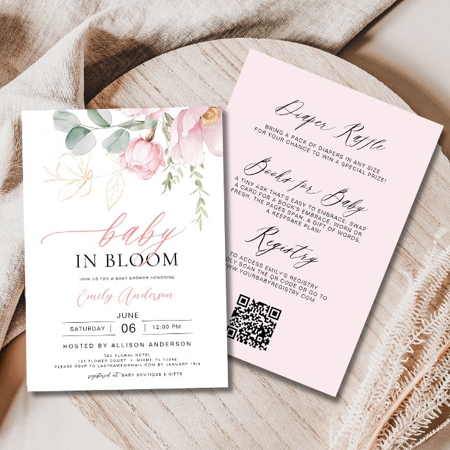 Invitation All in One Blush Rose Floral Baby in Bloom Douche (Créateur téléchargé)