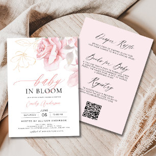 Invitation All in One Blush Rose Floral Baby in Bloom Douche