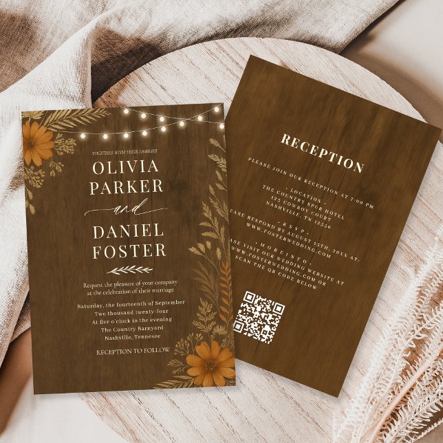 Invitation All in One Boho Rustic Country Wood Wedding  (Créateur téléchargé)