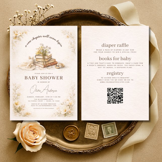 Invitation All in One Book New Chapter Begins Baby Shower (Créateur téléchargé)
