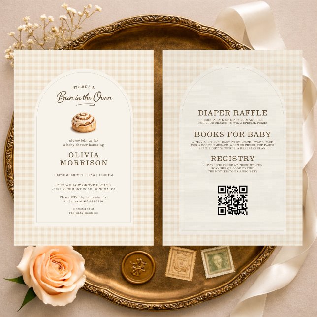 Invitation All in One Bun in the Oven Gingham Baby Shower (Créateur téléchargé)