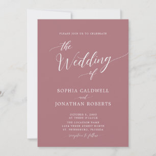 Invitation All in One Calligraphy Mariage Rose Dusty tendance