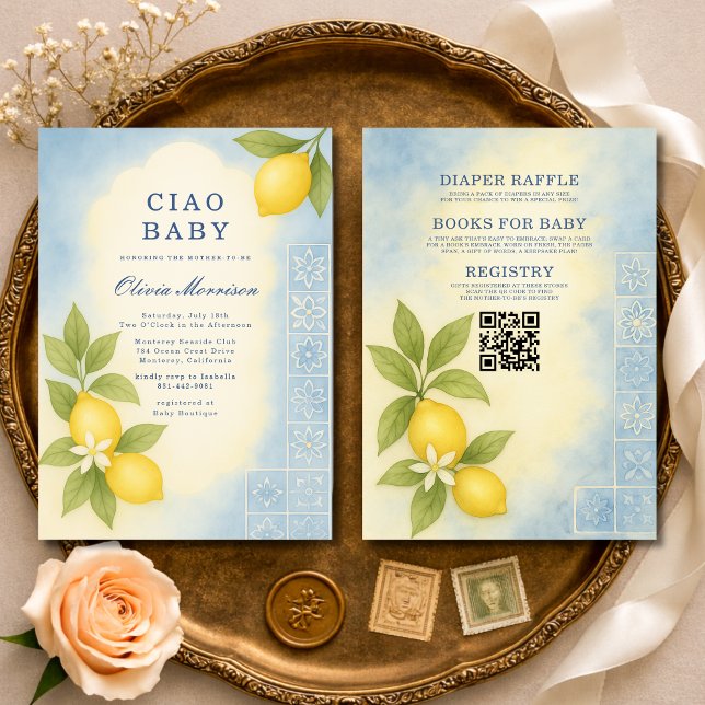 Invitation All in One Ciao Baby Italian QR Code Baby Shower (Créateur téléchargé)