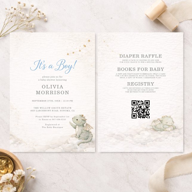 Invitation All in One Dragon It's a Boy Baby Shower (Créateur téléchargé)