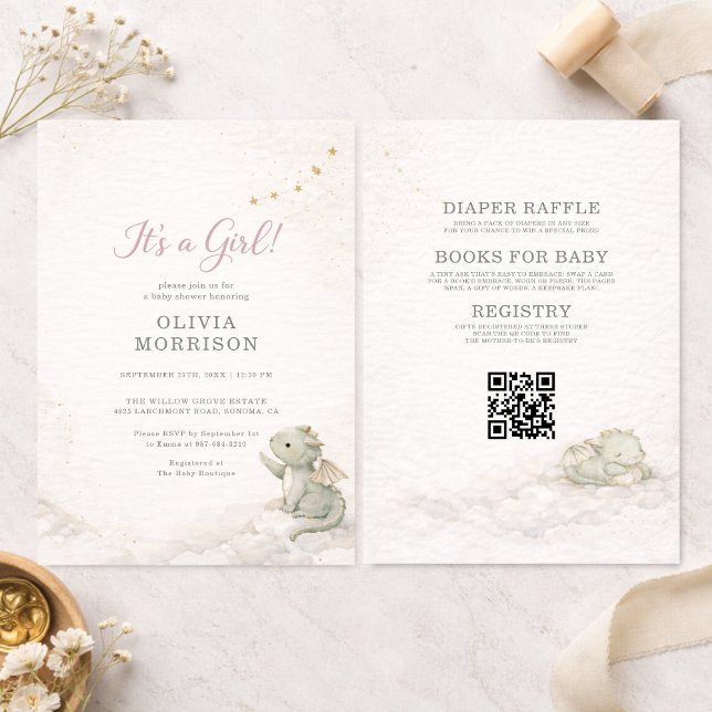 Invitation All in One Dragon It's a Girl Baby Shower (Créateur téléchargé)