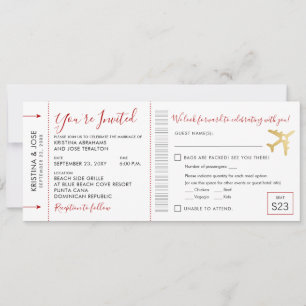 Invitation All-In-One du Mariage de carte d'embarq