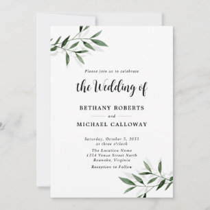 Invitation All in One Eucalyptus Calligraphy QR Code Mariage