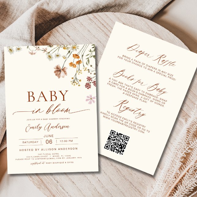 Invitation All in One Fleur sauvage Baby in Bloom Baby shower (Créateur téléchargé)
