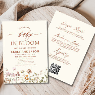 Invitation All in One Fleur sauvage Baby in Bloom Baby shower