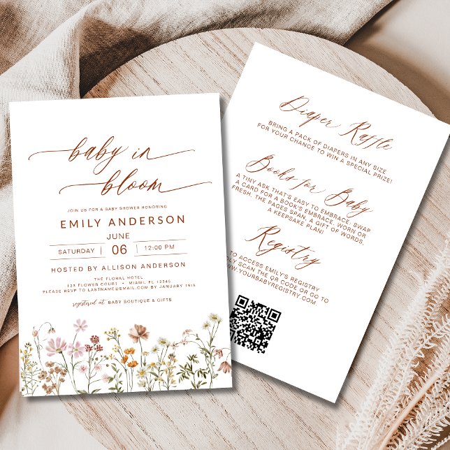 Invitation All in One Fleur sauvage Baby in Bloom Baby shower (Créateur téléchargé)