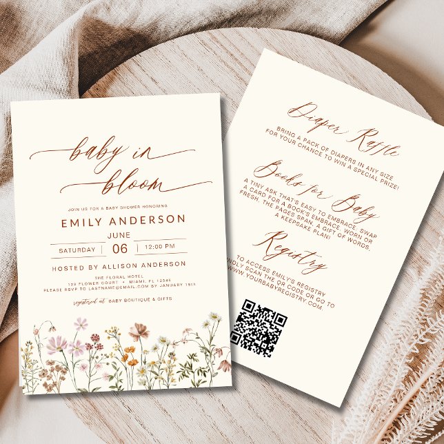 Invitation All in One Fleur sauvage Baby in Bloom Baby shower (Créateur téléchargé)