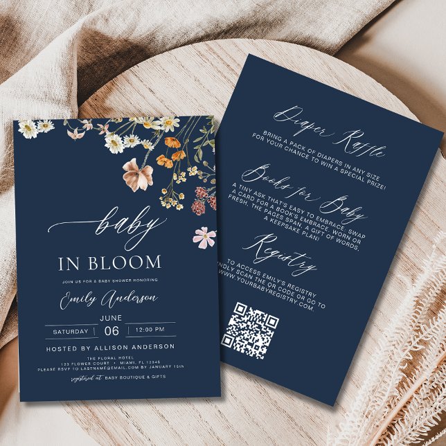 Invitation All in One Fleur sauvage Baby in Bloom Baby shower (Créateur téléchargé)