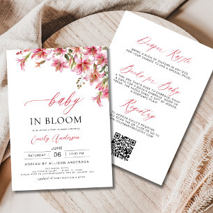 Invitation All in One Lilies Baby in Bloom Floral Baby shower