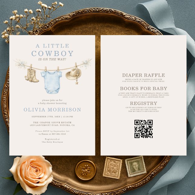 Invitation All in One Little Cowboy Clothesline Baby Shower (Créateur téléchargé)