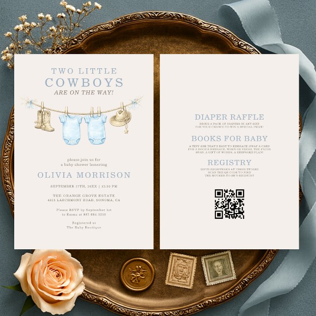 Invitation All in One Little Cowboy Twins Baby Shower (Créateur téléchargé)