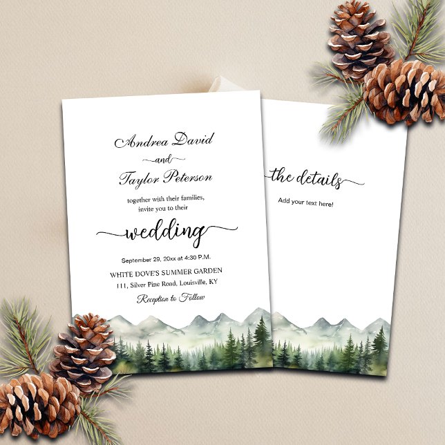 Invitation All in One Mountains and Pines Elegant Wedding (Créateur téléchargé)