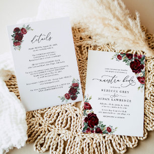 Invitation All In One Neustra Boda Rustic Red Floral Wedding
