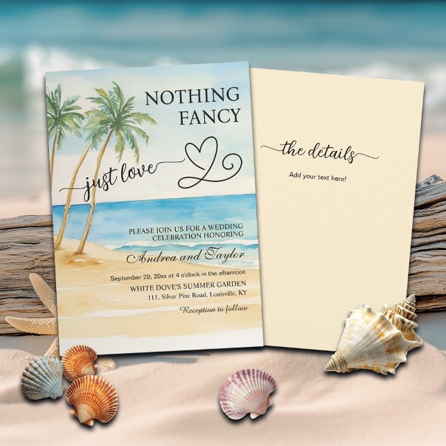Invitation All in One Nothing Fancy Just Love Beach Palm Tree (Créateur téléchargé)