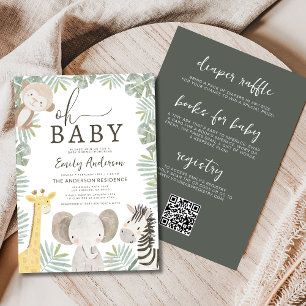 Invitation All in One Oh Baby Safari Baby shower animal garço