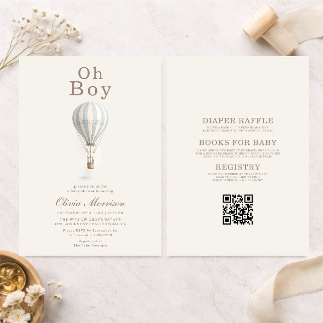Invitation All in One Oh Boy Hot Air Balloon Baby Shower (Créateur téléchargé)