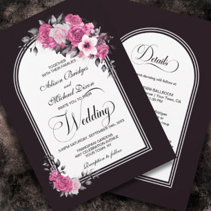 Invitation All in One Pink Floral Arch Mulberry Wedding