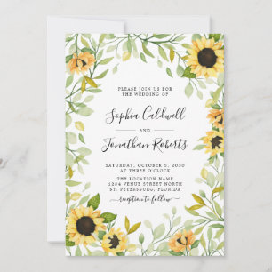 Invitation All in One Sunflower et Foliage Mariage