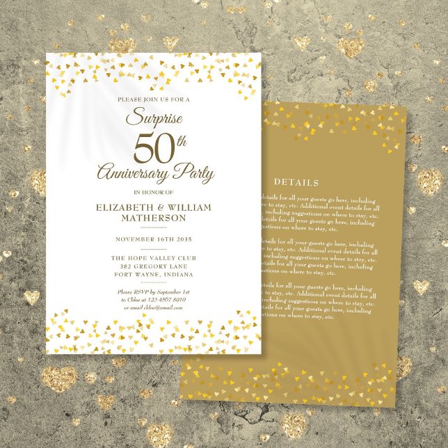 Invitation All In One Surprise Party 50e anniversaire de Mari (All In One Surprise Party 50th Wedding Anniversary Invitation)