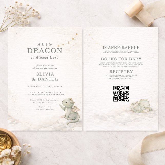 Invitation All in One Sweet Little Dragon Couples Baby Shower (Créateur téléchargé)