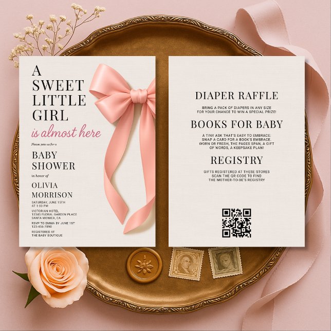 Invitation All in One Sweet Little Girl Bow Baby Shower (Créateur téléchargé)