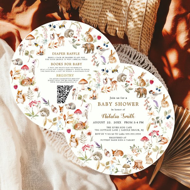 Invitation All in One Watercolor Woodland Animals Baby Shower (Créateur téléchargé)