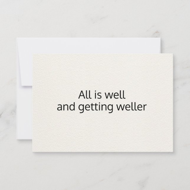 Invitation All is Well Black White Basic Affirmation Card (Devant)