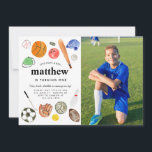 Invitation All Star Sports Balls Team Kid Boy Photo Anniversa<br><div class="desc">Anniversaire de enfant de l'équipe des balles de sport All Star</div>
