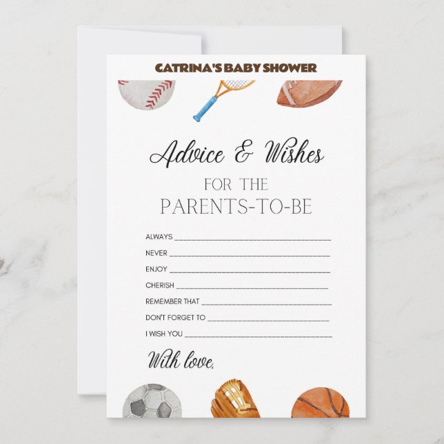 Invitation All Stars Sports Baby shower - Nom modifiable, 5x7 (Devant)