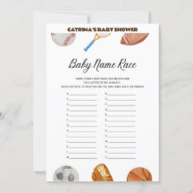 All Stars Sports Baby shower - Nom modifiable, 5x7