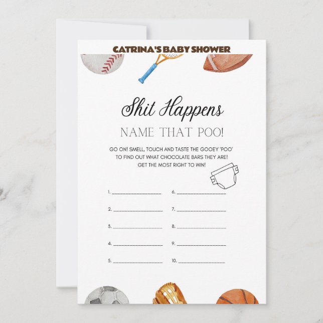 Invitation All Stars Sports Baby shower - Nom modifiable, 5x7 (Devant)