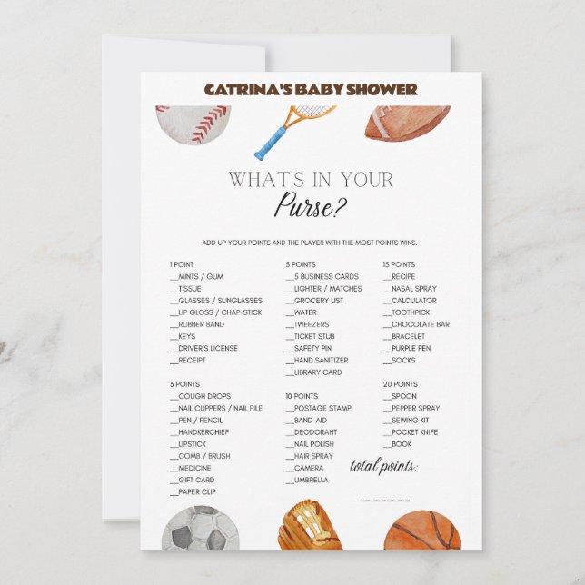 Invitation All Stars Sports Baby shower - Nom modifiable, 5x7 (Devant)