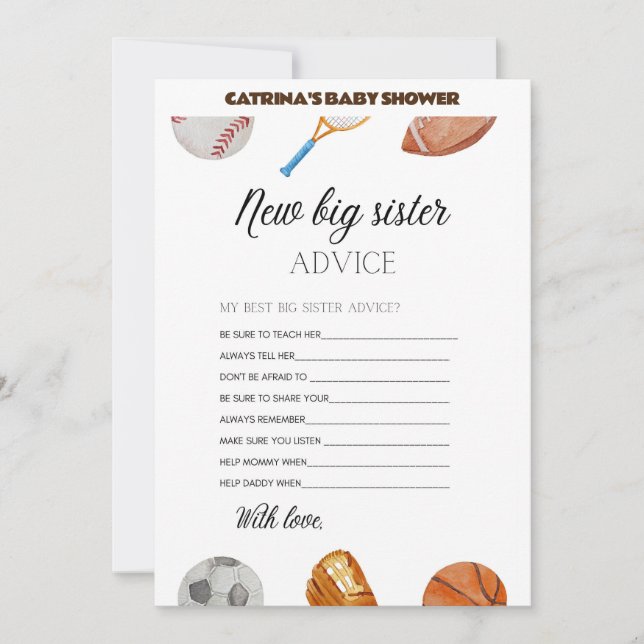 Invitation All Stars Sports Baby shower - Nom modifiable, 5x7 (Devant)